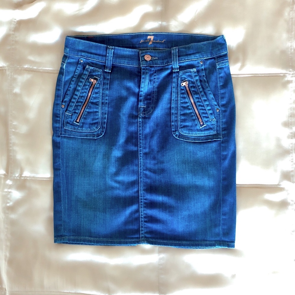 7 For All Mankind Denim Skinny Skirt